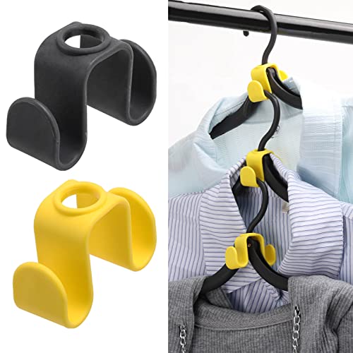 40 Pcs Double-Sided Clothes Hanger Connector Hooks Closet Space-Saving Hanger for Organizing Clothes, Yellow/Black