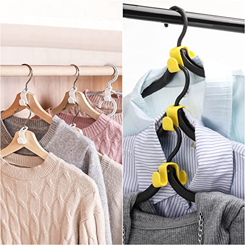 40 Pcs Double-Sided Clothes Hanger Connector Hooks Closet Space-Saving Hanger for Organizing Clothes, Yellow/Black