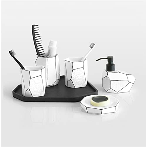 WYKDD Couple Tooth Brushing Set Wash Cup Set Ceramic Bathroom Five-Piece Bathroom Toilet