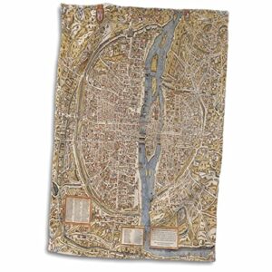 3drose florene - vintage maps - print of 1550 map of paris - towels (twl-205048-1)