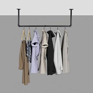 Sumnacon 31.9 Inch Industrial Pipe Clothing Rack Bar - Heavy Duty Rustic Coat Hanger with Screws, Wall-Mounted Metal Garment Holder Rack for Retail Display/Laundry/Boutique/Clothing Store, Black