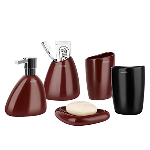 WYKDD European-Style Bathroom Five-Piece Set Ceramic Toothbrush Cup Wash Set Bathroom Supplies Set
