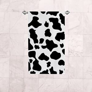 Highly Absorbent Hand Towels,Cow Pattern Print Bath Towel with Single-Side Printing,Fingertip Towels for Bathroom,Kitchen,2 Pcs 30inch x 15inch