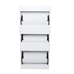 DNYSYSJ Shoe Cabinet White 3 Flip Drawers Shoes Organizer Cupboard Storage, Modern Slim Shoe Rack Wall Mount Shoe Cabinet for Hallway, Entryways