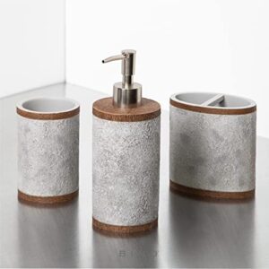 BINO Bathroom Accessories Set - Light Grey | Soap Dispenser | Toothbrush Holder | Tumbler | 3-Piece Bathroom Organizer Countertop Set | Bathroom Decor | Home Decor | Bathroom Set