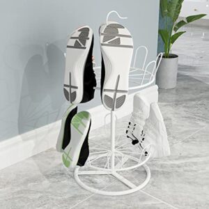 OLDRAINBOW Revolving Shoe Rack Iron Shoe Tree Rack,Standing Circular Shoe Rack Rotating Shoe Rack,Spinning Round Shoe Organizer Rack (White, 2-Layer)