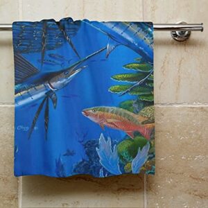 Stilvoll Sailfish Billfish Reef Hand Towels Face Body Wash Cloth Soft Washcloths with Cute Printed for Bathroom Kitchen Hotel Everyday Use