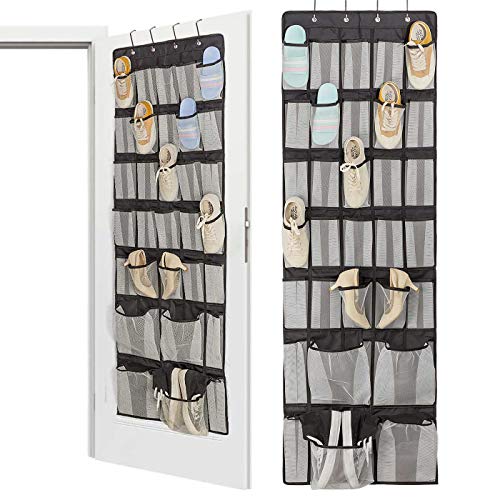 ASKITO Over The Door Shoe Organizer ,27 + 4 Large Mesh Pockets Hanging Shoe Storage ,Upgraded Oxford Fabric Black (1 PACK)