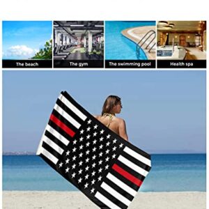 PakiInno Bath Towels Set Soft Absorbent Towels Red Line American Flag Respect Firefighter Sign Fluffy Shower Towel Hand Towel Washcloths for Fitness, Sports, Travel