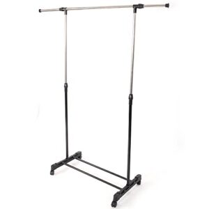 guangshuohui clothes garment rack, clothing rolling rack on wheels and bottom shelves, black & silver (a)
