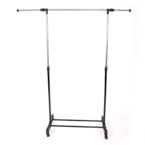 Guangshuohui Clothes Garment Rack, Clothing Rolling Rack on Wheels and Bottom Shelves, Black & Silver (A)