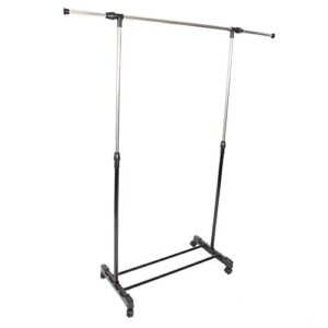 Guangshuohui Clothes Garment Rack, Clothing Rolling Rack on Wheels and Bottom Shelves, Black & Silver (A)