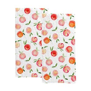 vantaso watercolor peaches fruit hand towels set for bathroom kitchen towels microfiber bath towel absorbent dish fingertip towel for guest gym spa and bar 30 x 15 inch
