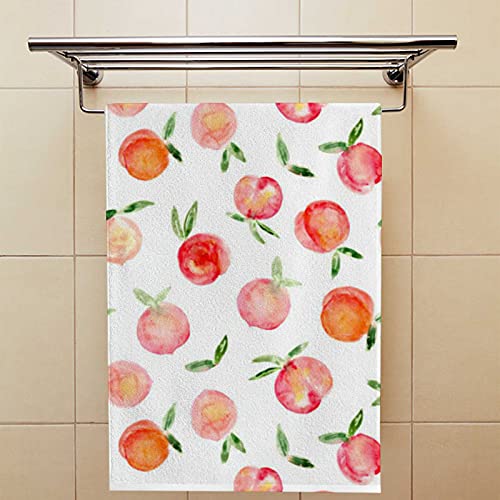 Vantaso Watercolor Peaches Fruit Hand Towels Set for Bathroom Kitchen Towels Microfiber Bath Towel Absorbent Dish Fingertip Towel for Guest Gym Spa and Bar 30 x 15 inch