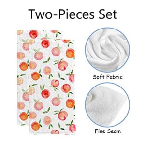 Vantaso Watercolor Peaches Fruit Hand Towels Set for Bathroom Kitchen Towels Microfiber Bath Towel Absorbent Dish Fingertip Towel for Guest Gym Spa and Bar 30 x 15 inch