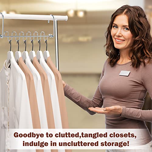 30 Pack Space Saving Hangers 12 Slots Stainless Steel Clothes Hangers Silver Closet Hangers Space Saver Organizers Cascading Hanger for Bedroom Organization Dorm Room Essentials