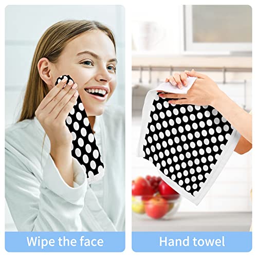 ALAZA Wash Cloth Set Black White Dot - Pack of 6 , Cotton Face Cloths, Highly Absorbent and Soft Feel Fingertip Towels(226cr8a)