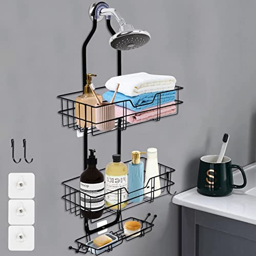 INSEAM Shower Caddy Bathroom Hanging Shower Caddy Over Shower Head, Shower Rack Rustproof with Hooks for Towels, Shampoo, Conditioner and Soap