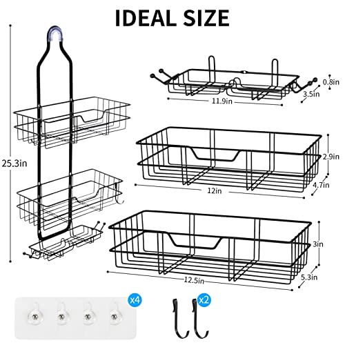 INSEAM Shower Caddy Bathroom Hanging Shower Caddy Over Shower Head, Shower Rack Rustproof with Hooks for Towels, Shampoo, Conditioner and Soap