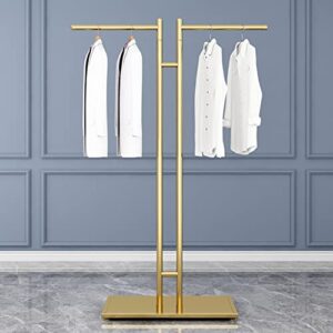household goods simple metal clothing store display stands,gold 2-way clothing rack suit shirt display stand,entrance porch organization hanging garment rack,with straight arms and nano spray paint