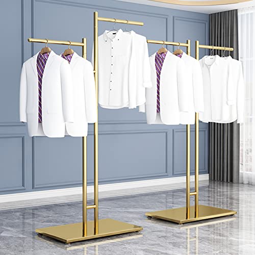 Household goods Simple Metal Clothing Store Display Stands,Gold 2-Way Clothing Rack Suit Shirt Display Stand,Entrance Porch Organization Hanging Garment Rack,with Straight Arms and Nano Spray Paint