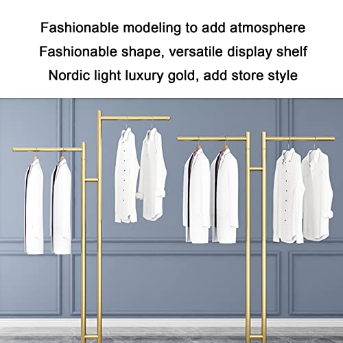 Household goods Simple Metal Clothing Store Display Stands,Gold 2-Way Clothing Rack Suit Shirt Display Stand,Entrance Porch Organization Hanging Garment Rack,with Straight Arms and Nano Spray Paint