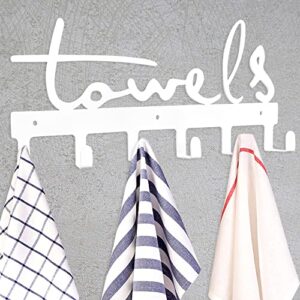 goutoports towel rack wall mount bathroom towel holder bathroom decor metal holder rack 6 hooks rustproof and waterproof (white)