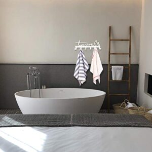 Goutoports Towel Rack Wall Mount Bathroom Towel Holder Bathroom Decor Metal Holder Rack 6 Hooks Rustproof and Waterproof (White)