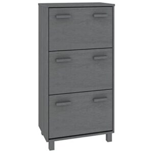 FAMIROSA 3 Flip Drawers Shoe Cabinet Solid Wood Pine, Wooden Freestanding Shoe Rack, Shoe Storage Cabinet for Entryway, Living Room, and Corridor 23.4"x13.8"x46.1" Dark Gray,Weight - 45.76 lbs