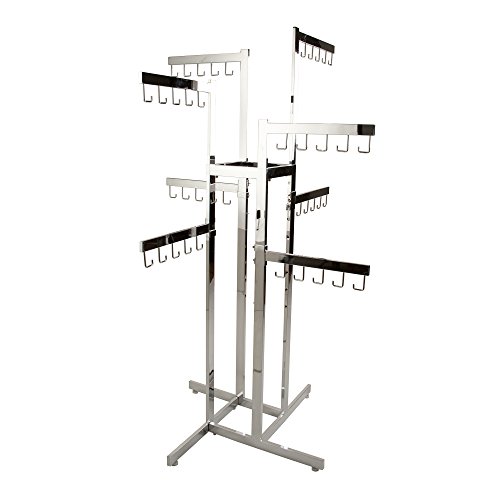 Handbag Rack - Econoco - Heavy Duty Chrome 4 Way Rack, 8 Adjustable Height Arms, Square Tubing, Perfect for Handbags or Small Garments Store Display