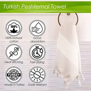 Hand Towels - Kitchen towels - Bathroom Decorative Towels - 100% Cotton Turkish Towels - Peshtemal Soft Towel for Face Hand Hair Home Tea Dishcloth Guests - Absorbent Quick Dry Towels Set of 2 (Beige)