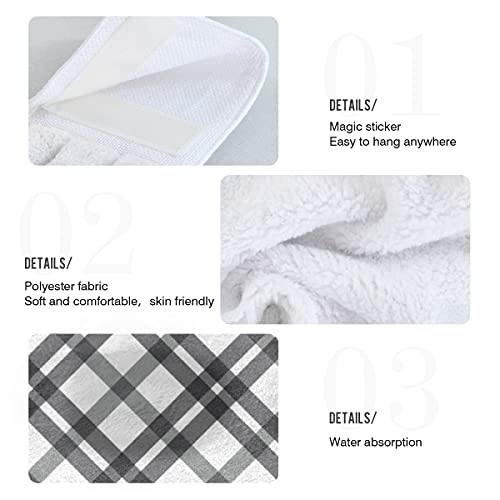 Giwawa Black and White Plaid Kitchen Hand Towel Set of 2, Absorbent Checked Dish Towels Soft Fast Drying Check Plaids Hanging Tie Towel Check Towel for Bathroom Farmhouse Home Decoration 12x17in