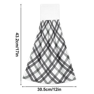 Giwawa Black and White Plaid Kitchen Hand Towel Set of 2, Absorbent Checked Dish Towels Soft Fast Drying Check Plaids Hanging Tie Towel Check Towel for Bathroom Farmhouse Home Decoration 12x17in