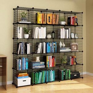 KOUSI 14"x14" Wire Cube Storage, Metal Grid Organizer, 25-Cube Modular Shelving Unit, Stackable Bookcase, Ideal for Living Room, Bedroom, Office, Garage