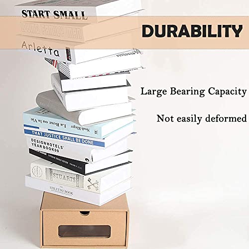 MYOYAY 10 Pcs Shoe Box Cardboard 13.7 x 9 x5.3 Shoe Boxes with Transparent Window Waterproof Stackable Storage Boxes Shoe Organizer for Shoes, Socks, Stationery, Toys, Underwear