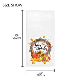 Give Thanks Harvest Pumpkin Hand Towels 16x30 in Sunflower Autumn Maple Leaf Bathroom Towel Ultra Soft Highly Absorbent Small Bath Towel Kitchen Dish Guest Towel Home Bathroom Decorations