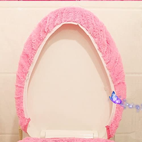 MODGHPT Hello Kitty 4-Piece Toilet Seat Set, Pink and Red, Pink