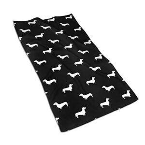 antoipyns black and white dachshund silhouette highly absorbent large decorative hand towels multipurpose for bathroom, hotel, gym and spa (16 x 30 inches)