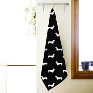 antoipyns Black and White Dachshund Silhouette Highly Absorbent Large Decorative Hand Towels Multipurpose for Bathroom, Hotel, Gym and Spa (16 X 30 Inches)