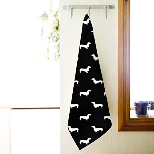 antoipyns Black and White Dachshund Silhouette Highly Absorbent Large Decorative Hand Towels Multipurpose for Bathroom, Hotel, Gym and Spa (16 X 30 Inches)