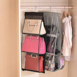 3 Pack Hanging Purse Organizer Handbag Hanger Storage Organizer Bags Holder for Closet Bedroom, Black