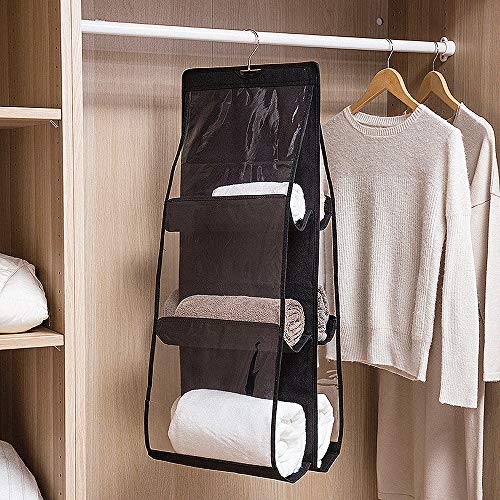 3 Pack Hanging Purse Organizer Handbag Hanger Storage Organizer Bags Holder for Closet Bedroom, Black