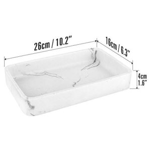Luxspire Marble Bathroom Tray Rectangle Vanity Tray, 10 x 6 inch Large Perfume Tray Makeup Perfume Jewelry Ottoman Bath Tub Toilet Paper Organizer, Serving Storage Tray for Dresser Kitchen Countertop
