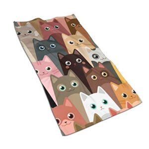 antoipyns cute cats highly absorbent large decorative hand towels multipurpose for bathroom, hotel, gym and spa (16 x 30 inches)