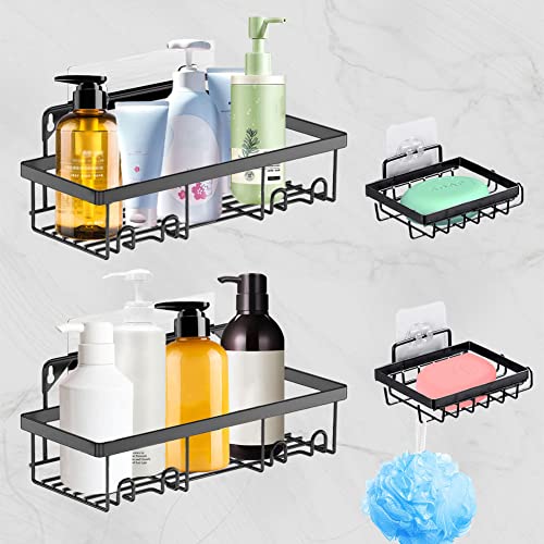 MOGLOR 4 Pack Shower Caddy Shelf Organizer Rack,Adhesive Shower Caddy Basket Shelf with Soap Holder for Inside Shower,No Drilling Rustproof Wall Mount Shower Storage Accessories for Bathroom, Kitchen