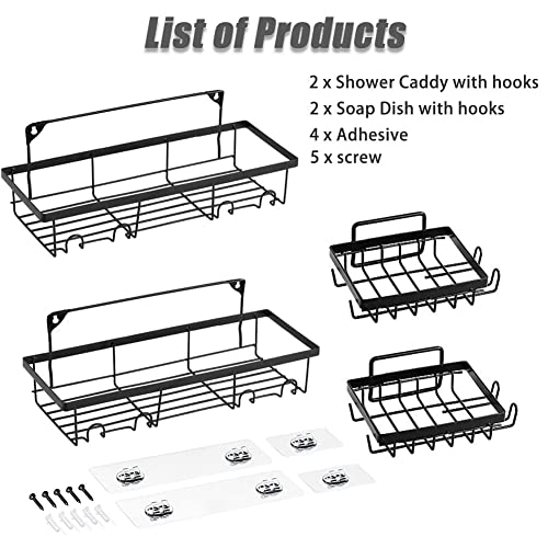 MOGLOR 4 Pack Shower Caddy Shelf Organizer Rack,Adhesive Shower Caddy Basket Shelf with Soap Holder for Inside Shower,No Drilling Rustproof Wall Mount Shower Storage Accessories for Bathroom, Kitchen