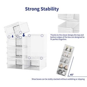 Sneaker Storage,Shoe Boxes Clear Plastic Stackable 18 Pack Fit up to US Size 14,9 Medium and 9 Large,White