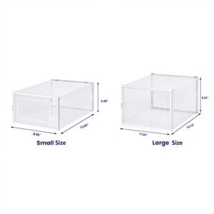 Sneaker Storage,Shoe Boxes Clear Plastic Stackable 18 Pack Fit up to US Size 14,9 Medium and 9 Large,White