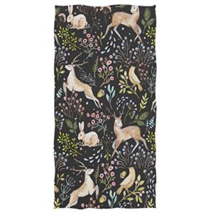 wamika watercolor pattern deer and flowers hand towels 16x30 in bathroom towel, ultra soft highly absorbent small bath towel fall autumn thanksgiving day bathroom decor gifts