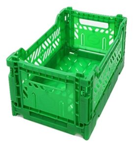aykasa collapsible storage bin container basket tote, folding basket crate container : storage, kitchen, houseware utility basket tote crate mini-box (green)